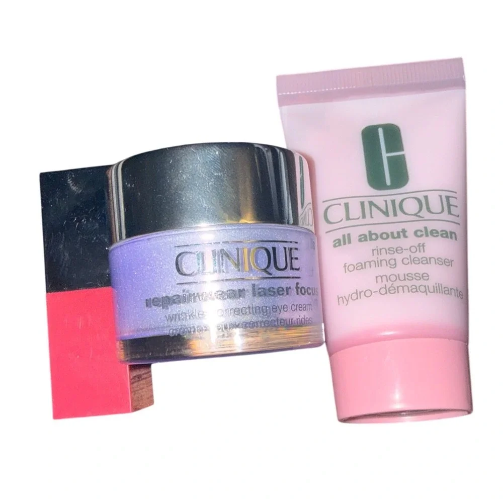 New Clinique Repairwear Laser Focus Eye Cream 0.5 oz plus bonuses lip &face